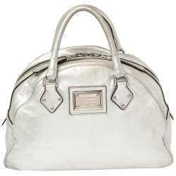 Pre Owned Dolce & Gabbana Silver Leather Miss Biz Satchel