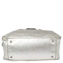 Pre Owned Dolce & Gabbana Silver Leather Miss Biz Satchel
