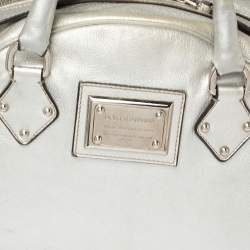 Pre Owned Dolce & Gabbana Silver Leather Miss Biz Satchel