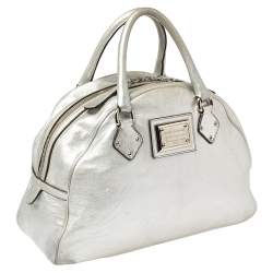 Pre Owned Dolce & Gabbana Silver Leather Miss Biz Satchel