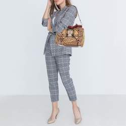 Pre Owned Dolce & Gabbana Multicolor Embroidered Fabric and Python Trim Queen Regina Large Sicily Top Handle Bag
