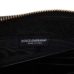 Pre Owned محفظة دولتشي أند غابانا سحاب ملتف جلد أسود