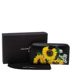 Pre Owned محفظة دولتشي أند غابانا سحاب ملتف جلد أسود