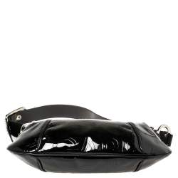 Pre Owned حقيبة هوبو دولتشي أند غابانا جلد و جلد لامع مطبوع شعار الماركة أسود