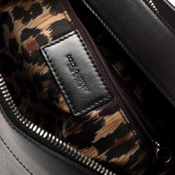 Pre Owned حقيبة هوبو دولتشي أند غابانا جلد و جلد لامع مطبوع شعار الماركة أسود