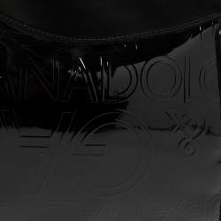 Pre Owned حقيبة هوبو دولتشي أند غابانا جلد و جلد لامع مطبوع شعار الماركة أسود