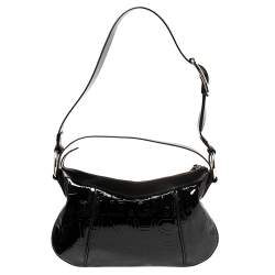 Pre Owned حقيبة هوبو دولتشي أند غابانا جلد و جلد لامع مطبوع شعار الماركة أسود