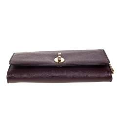 Pre Owned Dolce & Gabbana Burgundy Leather Taormina Chain Clutch