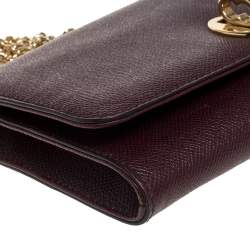 Pre Owned Dolce & Gabbana Burgundy Leather Taormina Chain Clutch