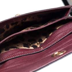 Pre Owned Dolce & Gabbana Burgundy Leather Taormina Chain Clutch