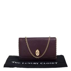 Pre Owned Dolce & Gabbana Burgundy Leather Taormina Chain Clutch