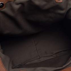 Pre Owned Dolce & Gabbana Brown Leopard Print Canvas and Leather Animalier Zip Satchel