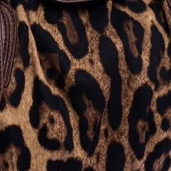 Pre Owned Dolce & Gabbana Brown Leopard Print Canvas and Leather Animalier Zip Satchel