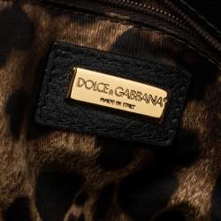 Pre Owned Dolce & Gabbana Black Calf Hair And Leather Large Miss Sicily Top Handle Bag