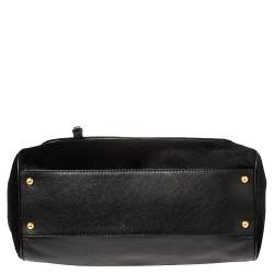 Pre Owned Dolce & Gabbana Black Calf Hair And Leather Large Miss Sicily Top Handle Bag