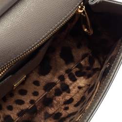 Pre Owned Dolce & Gabbana Grey Leather Medium Miss Sicily Top Handle Bag