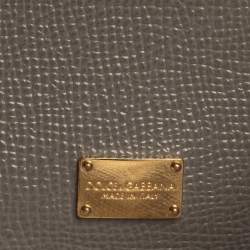 Pre Owned Dolce & Gabbana Grey Leather Medium Miss Sicily Top Handle Bag