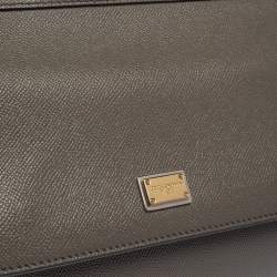 Pre Owned Dolce & Gabbana Grey Leather Medium Miss Sicily Top Handle Bag