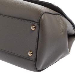 Pre Owned Dolce & Gabbana Grey Leather Medium Miss Sicily Top Handle Bag