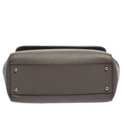 Pre Owned Dolce & Gabbana Grey Leather Medium Miss Sicily Top Handle Bag