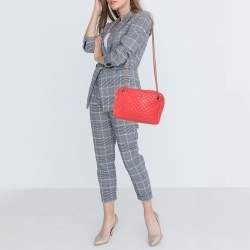 Pre Owned D&G Coral Red Quilted Leather Lily Glam Crossbody