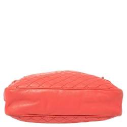 Pre Owned D&G Coral Red Quilted Leather Lily Glam Crossbody