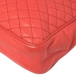 Pre Owned D&G Coral Red Quilted Leather Lily Glam Crossbody