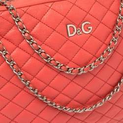 Pre Owned D&G Coral Red Quilted Leather Lily Glam Crossbody