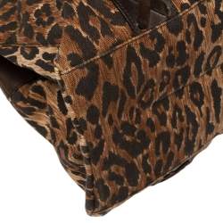 Pre Owned Dolce & Gabbana Beige/Brown Leopard Print Canvas And Leather Tote