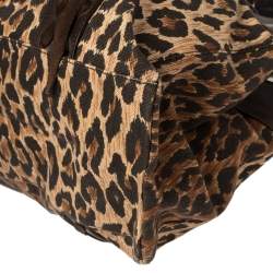 Pre Owned Dolce & Gabbana Beige/Brown Leopard Print Canvas And Leather Tote