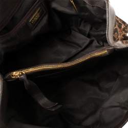 Pre Owned Dolce & Gabbana Beige/Brown Leopard Print Canvas And Leather Tote