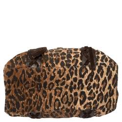 Pre Owned Dolce & Gabbana Beige/Brown Leopard Print Canvas And Leather Tote