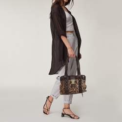 Pre Owned Dolce & Gabbana Beige/Brown Leopard Print Canvas And Leather Tote