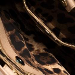 Pre Owned Dolce and Gabbana Beige Grained Leather Sicily East West Tote