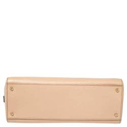 Pre Owned Dolce and Gabbana Beige Grained Leather Sicily East West Tote