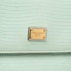 Pre Owned Dolce & Gabbana Green Lizard Embossed Leather Small Miss Sicily Top Handle Bag