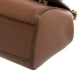 Pre Owned Dolce & Gabbana Brown Leather Small Miss Sicily Top Handle Bag