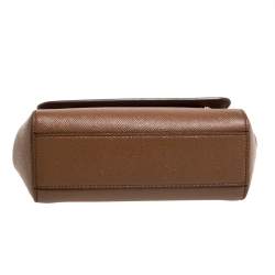 Pre Owned Dolce & Gabbana Brown Leather Small Miss Sicily Top Handle Bag