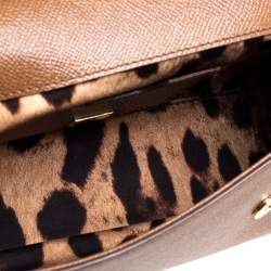 Pre Owned Dolce & Gabbana Brown Leather Small Miss Sicily Top Handle Bag