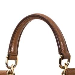 Pre Owned Dolce & Gabbana Brown Leather Small Miss Sicily Top Handle Bag