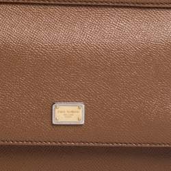 Pre Owned Dolce & Gabbana Brown Leather Small Miss Sicily Top Handle Bag