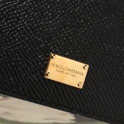 Pre Owned Dolce & Gabbana Black Tulip Print Leather Medium Miss Sicily Top Handle Bag