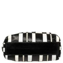 Pre Owned Dolce & Gabbana Black/White Snakeskin and Leather Patchwork Frame Satchel