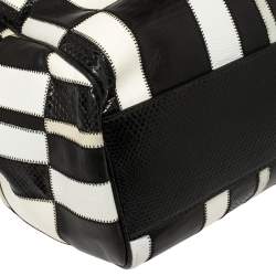 Pre Owned Dolce & Gabbana Black/White Snakeskin and Leather Patchwork Frame Satchel