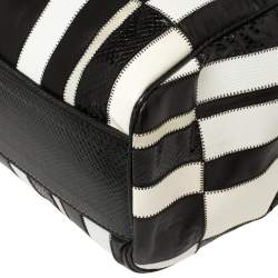 Pre Owned Dolce & Gabbana Black/White Snakeskin and Leather Patchwork Frame Satchel