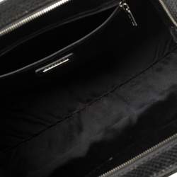 Pre Owned Dolce & Gabbana Black/White Snakeskin and Leather Patchwork Frame Satchel