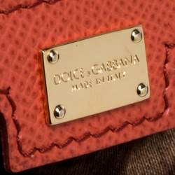 Pre Owned Dolce & Gabbana Orange Leather Medium Miss Sicily Top Handle Bag