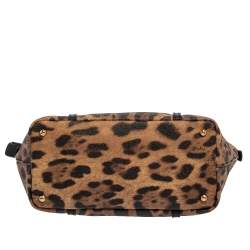 Pre Owned Dolce & Gabbana Brown/Black Animal Print Coated Canvas and Leather Miss Escape Tote