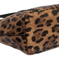 Pre Owned Dolce & Gabbana Brown/Black Animal Print Coated Canvas and Leather Miss Escape Tote
