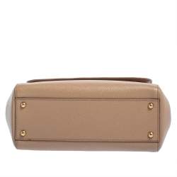 Pre Owned Dolce & Gabbana Beige Leather Medium Miss Sicily Top Handle Bag